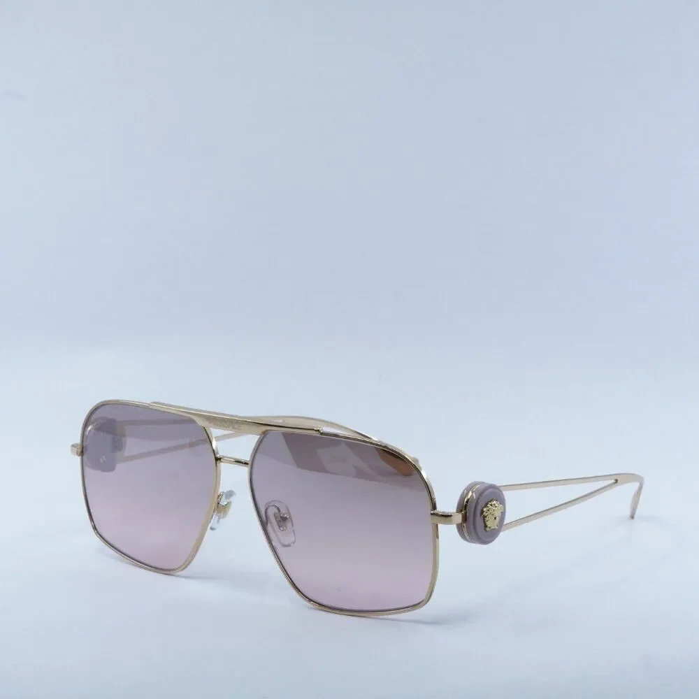 Versace VE2269 10027E Sunglasses Gold Geometric Frame, Pink Mirror Lenses - Picture 4 of 14